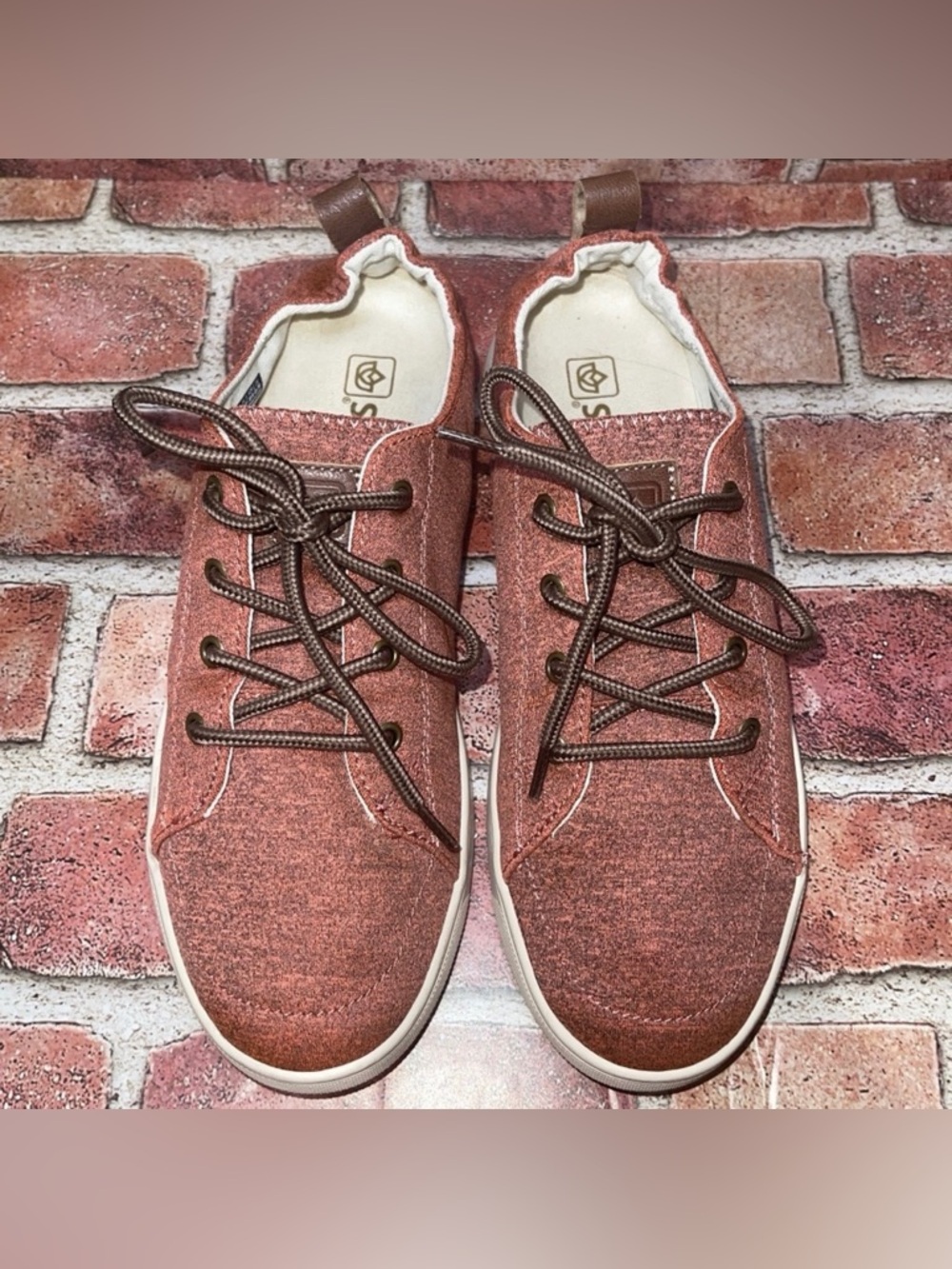 Pre-Owned Spenco Santa Clara Heathered Sneaker Terra Cotta Sz 8.5B Elastic Heel